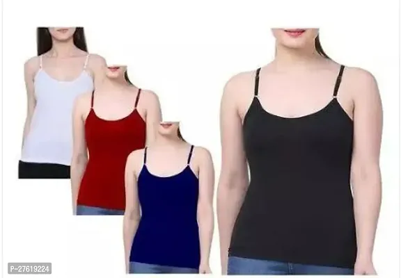 Stylish Multicoloured Cotton Blend Solid Regular Camisoles For Women Pack of 4-thumb0