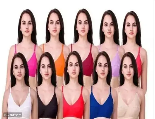 Stylish Multicoloured Cotton Blend Solid Bras For Women Pack Of 7 To 10-thumb0