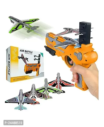 Mayank  company Airplane Launcher Toy, Catapult Aircraft Air Battle Gun for Kids with 4 Glider Planes, Shooting Gun Toys Outdoor Activity Games, Airplane Gun Shooting Game for 3+ Years Age (Multicolo-thumb0