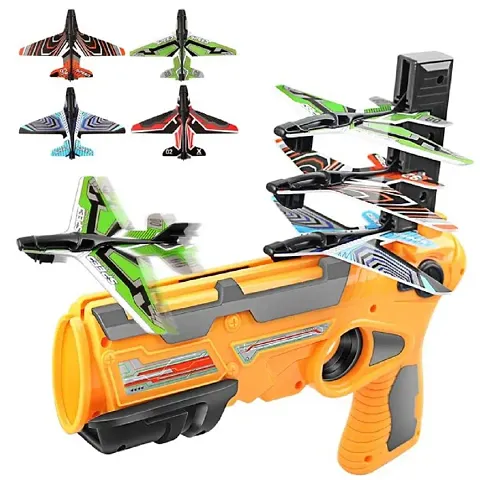 Catapult Aircraft Air Battle Gun with 4 Glider Planes for Kids