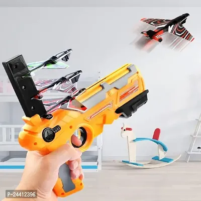 Pistol Shooting Game Catapult Air Plane Toy Gun With 4 Foam Glider Planes for children