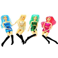 Mayank  company 4 Pcs Movable  Joints Set Fashion Doll with Foldable Hands  Legs for Kids, Girls (Multicolor)(Pack of 4) Doll for Girls-thumb1