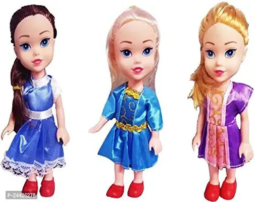 Mayank  company Cuties Doll Set for Kids | Pair of 3 Dolls with Beautiful Eyes and Long Hair | PVC Non-Toxic Material Little Dolls