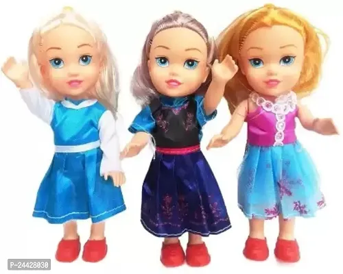 Mayank  company 3 pcs Fashion Style Doll Sister with Long Hair for Toddlers Girls and Boys  (Multicolor)-thumb0