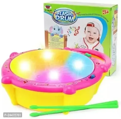 Mayank  company Battery Operated Flash Drum with Multi Color 3D Lights, Music Baby Toy for 2 3 4 Year Kid Boy Girl-thumb0