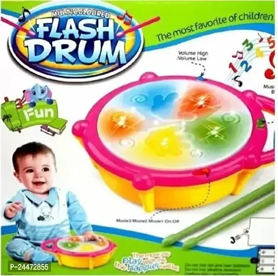 Mayank  company Musical Toys for Kids 3D Flash Drums Toys for Kids with Lights  Musical,Good Quality Plastic(Multi Color, Pack of 1) (Drum 1)-thumb0