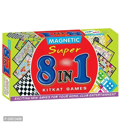 Mayank  company New Games Special Style Magnetic 8 in 1 Ludo Chess Football Indian Idol Car Race Cricket Snake Game Family Board Games for Kids