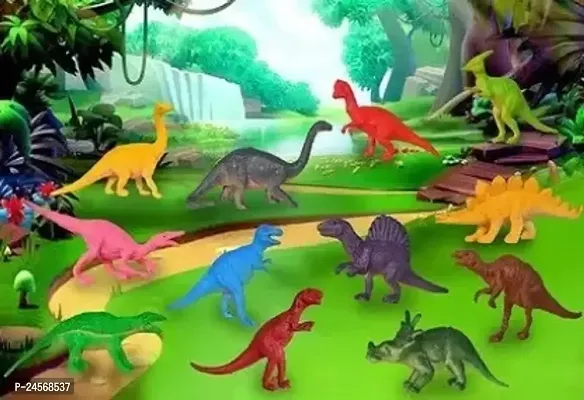 Mayank  company Looking Colorful Dinosaur Animals Action Figures Toy Play Set for Kids Set of 12- Multi Color
