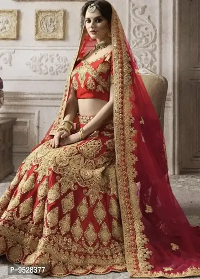 Red Velvet Embroidery Lehenga Choli With Blouse And Dupatta-thumb0