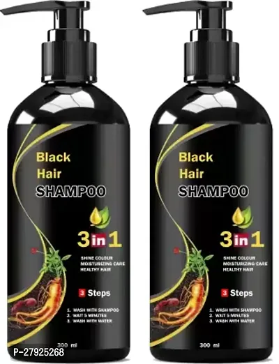 Bellosmo Professional Dye Instant Black Hair Dye Shampoo 3 In 1 Shampoo 300ml For Shine Hair  Moisturizing Healthy Hair 3 Steps PACK OF2-thumb0