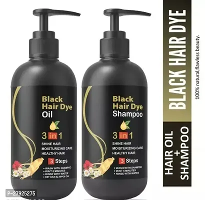 Bellosmo Professional Dye Instant Black Hair Dye Shampoo 3 In 1 Shampoo 300ml For Shine Hair  Moisturizing Healthy Hair 3 Steps PACK OF2