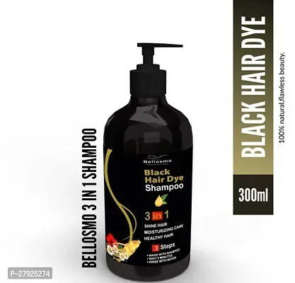 Bellosmo Professional Dye Instant Black Hair Dye Shampoo 3 In 1 Shampoo 300ml For Shine Hair  Moisturizing Healthy Hair 3 Steps-thumb0