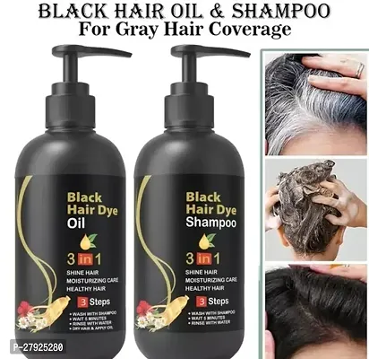 Bellosmo Professional Dye Instant Black Hair Dye Shampoo 3 In 1 Shampoo 300ml For Shine Hair  Moisturizing Healthy Hair 3 Steps PACK OF2-thumb0