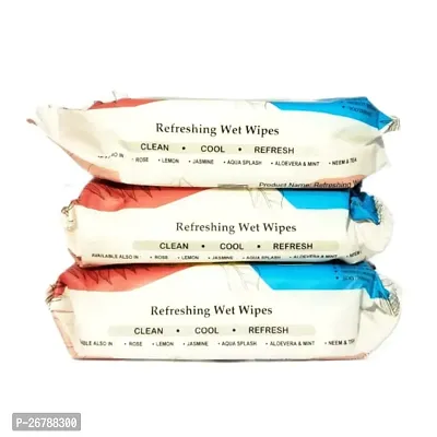 Refreshing wet wipes for cleansing (pack of 3) 25 each-thumb3