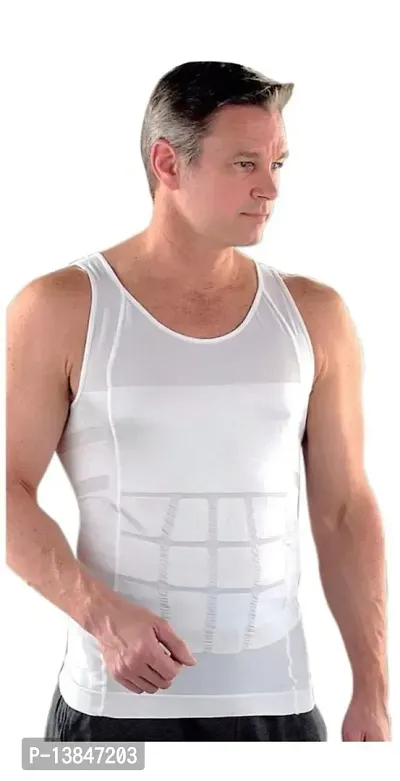 Slimming Body Shaper Vest Shirt Abs Abdomen Slim Stretchable Tummy Tucker Vest Slim  lift vest Body shaper(White)-thumb0