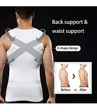 Slimming Body Shaper Vest Shirt Abs Abdomen Slim Stretchable Tummy Tucker Vest Slim  lift vest Body shaper(White)-thumb1