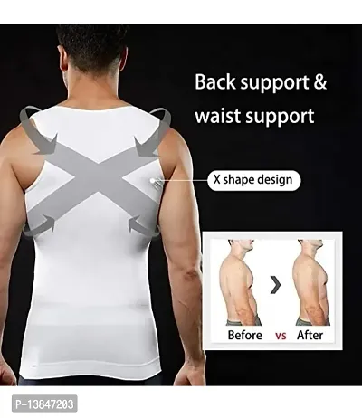 Slimming Body Shaper Vest Shirt Abs Abdomen Slim Stretchable Tummy Tucker Vest Slim  lift vest Body shaper(White)-thumb2