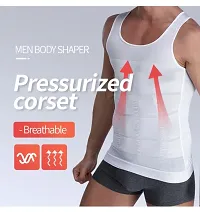 Slimming Body Shaper Vest Shirt Abs Abdomen Slim Stretchable Tummy Tucker Vest Slim  lift vest Body shaper(White)-thumb2