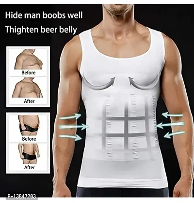 Slimming Body Shaper Vest Shirt Abs Abdomen Slim Stretchable Tummy Tucker Vest Slim  lift vest Body shaper(White)-thumb4