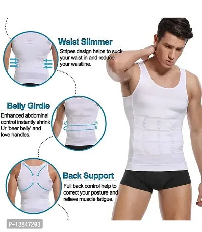 Slimming Body Shaper Vest Shirt Abs Abdomen Slim Stretchable Tummy Tucker Vest Slim  lift vest Body shaper(White)-thumb5