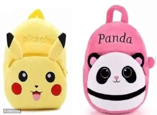 Kids School Bag Soft Plush Cartoon Velvet Animal Backpacks Cartoon PACK OF 2-thumb0