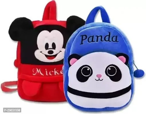 Kids School Bag Soft Plush Cartoon Velvet Animal Backpacks Cartoon PACK OF 2