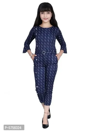 Trendy Cotton Blend Stretchable Capri Jumpsuit for Girl-thumb0