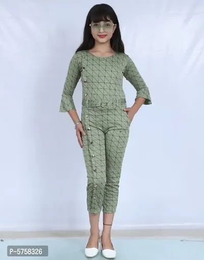 Trendy Cotton Blend Stretchable Capri Jumpsuit for Girl-thumb0