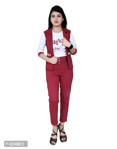 STRETCHABLE THREE PIECE DRESS. TROUSER TOP WITH REMOVABLE HALF JACKET-thumb0