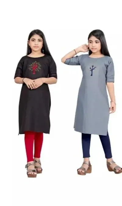 Alluring Solid Kurtas For Girls Pack Of 2