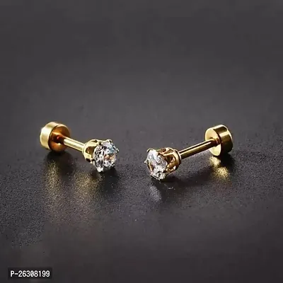 Gold stud Earrings for Men and Women-thumb0