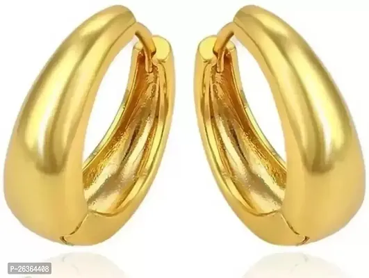 Little Wish Stainless Steel Golden Hoop Earrings for Men and Women-thumb0