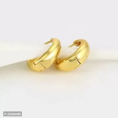 Little Wish Stainless Steel Golden Hoop Earrings for Men and Women-thumb2