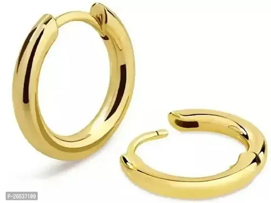 Little Wish Fancy Gold Round Hoop Earrings for Men and Women-thumb0