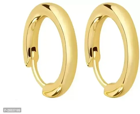 Little Wish Fancy Gold Round Hoop Earrings for Men and Women-thumb3