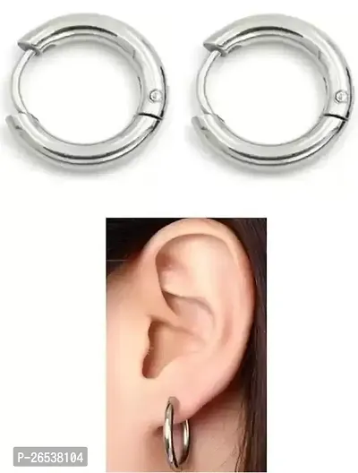 Little Wish Combo of Stylish Gold and Silver Hoop Earring for Men And Women-thumb4