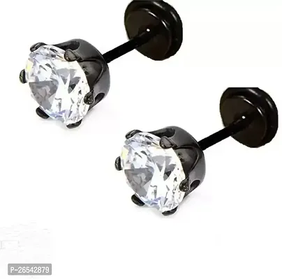 Little Wish Fancy Combo of Gold and Black Small Round Crystal Stud Earrings for Men And Women-thumb3