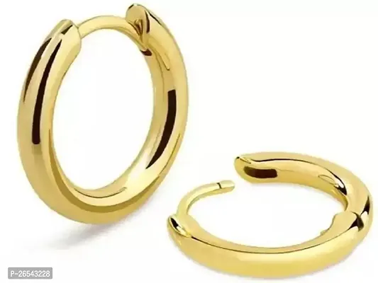 Little Wish Fancy Combo of Gold Small Round Crystal Stud Earrings and Round Hoop Earrings for Men And Women-thumb5