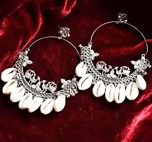 Little Wish Latest Design Chand Bali (with shell and synthetic stone work) Alloy Chandbali Earring For Girls and Women-thumb1