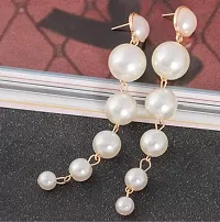 Little Wish Long Pearl Earrings Pearl Alloy Drops  Danglers For Girls and Women-thumb3