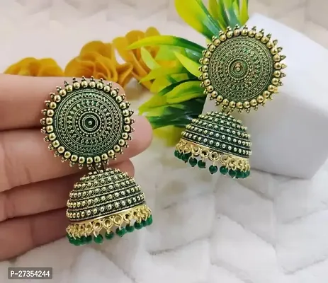 Little Wish Combo of Party Wear Yellow and Green Jhumka Earrings For Women and Girls(Pack of 2 Pair)-thumb2