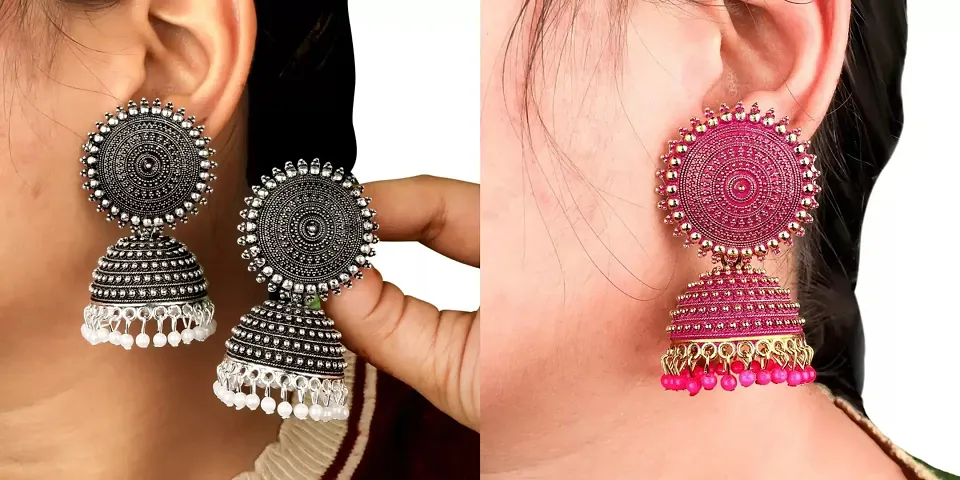 Ethnic Hangings Jhumka Earrings Combo for Girls and Women(Pack pf two pair)