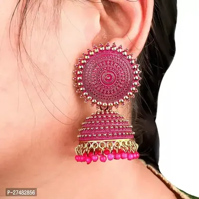 Party Wear Sky Blue and Pink Jhumka Earrings (Pack of 2 Pair)-thumb3