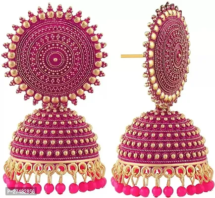 Party Wear Sky Blue and Pink Jhumka Earrings (Pack of 2 Pair)-thumb2