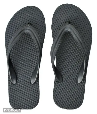 Stylish Black Solid Rubber Flip Flops For Men-thumb0