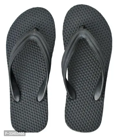 Stylish Black Solid Rubber Flip Flops For Men-thumb0