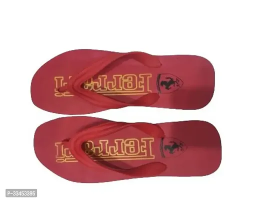 Stylish Red Printed Rubber Flip Flops For Men-thumb0