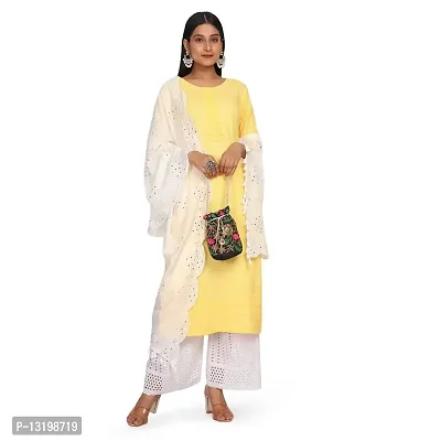NEEL ART Women's Sequine Embroidered Chanderi Cotton Dupatta with Lace border.(Free Size_White_22)