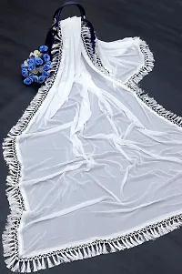 NEEL ART Women's Plain Casual Chinon Silk Fabric with Lace border Dupatta.(Free Size_White_09)-thumb2
