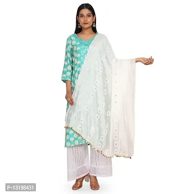 NEEL ART Women's Jacquard work Chanderi Cotton Dupatta with Lace border.(Free Size_White_16)-thumb5